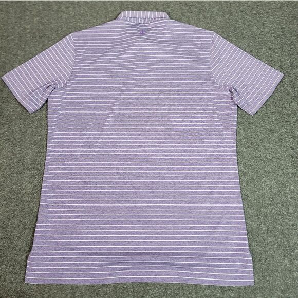 Johnnie-O Newton Mens Golf Polo Shirt Size L Purple Striped JMPO4190 HSU Logo - Picture 1 of 14